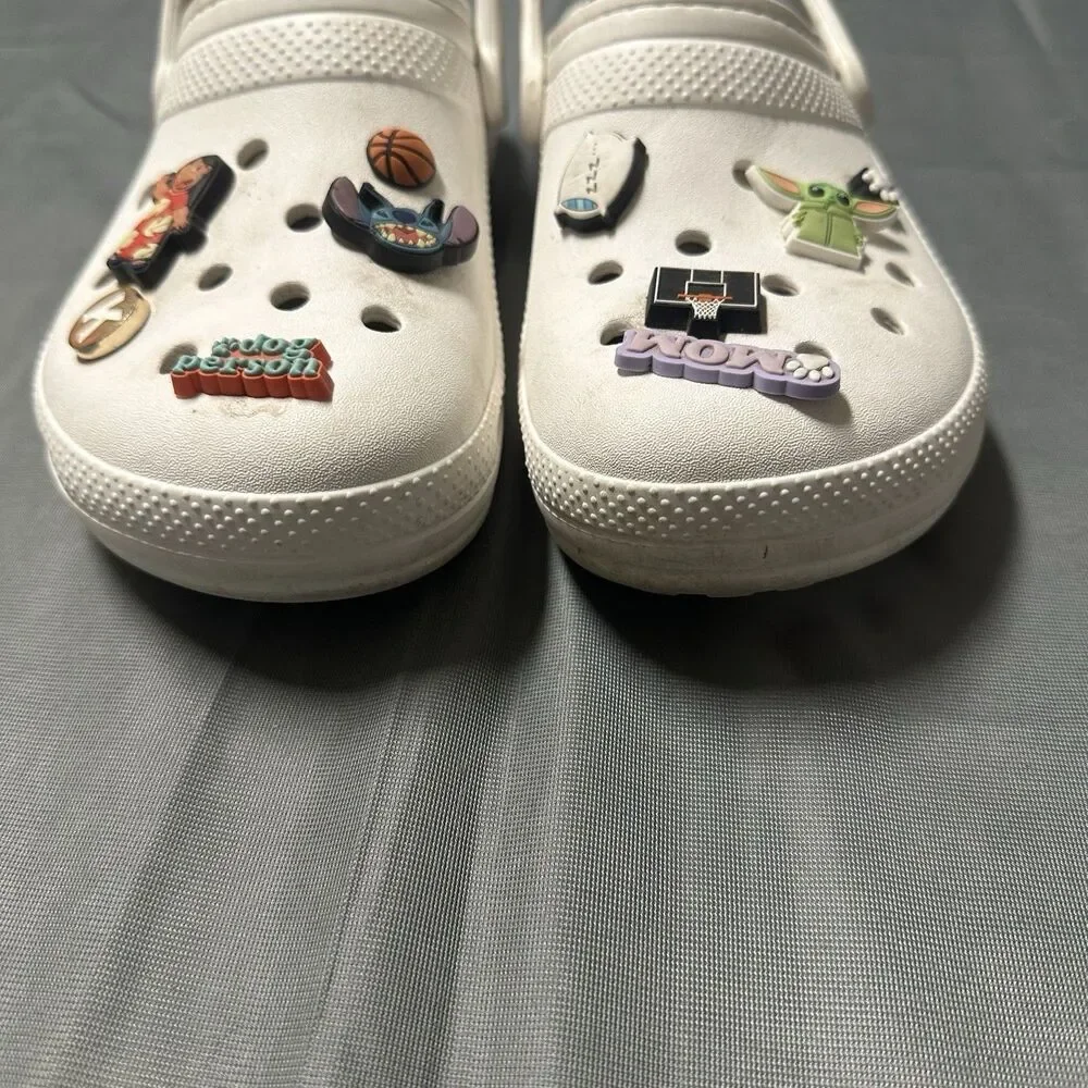Crocs Clogs Mens 10 Classic Lined Shoes White Faux Fur 203591 Winter Slip On